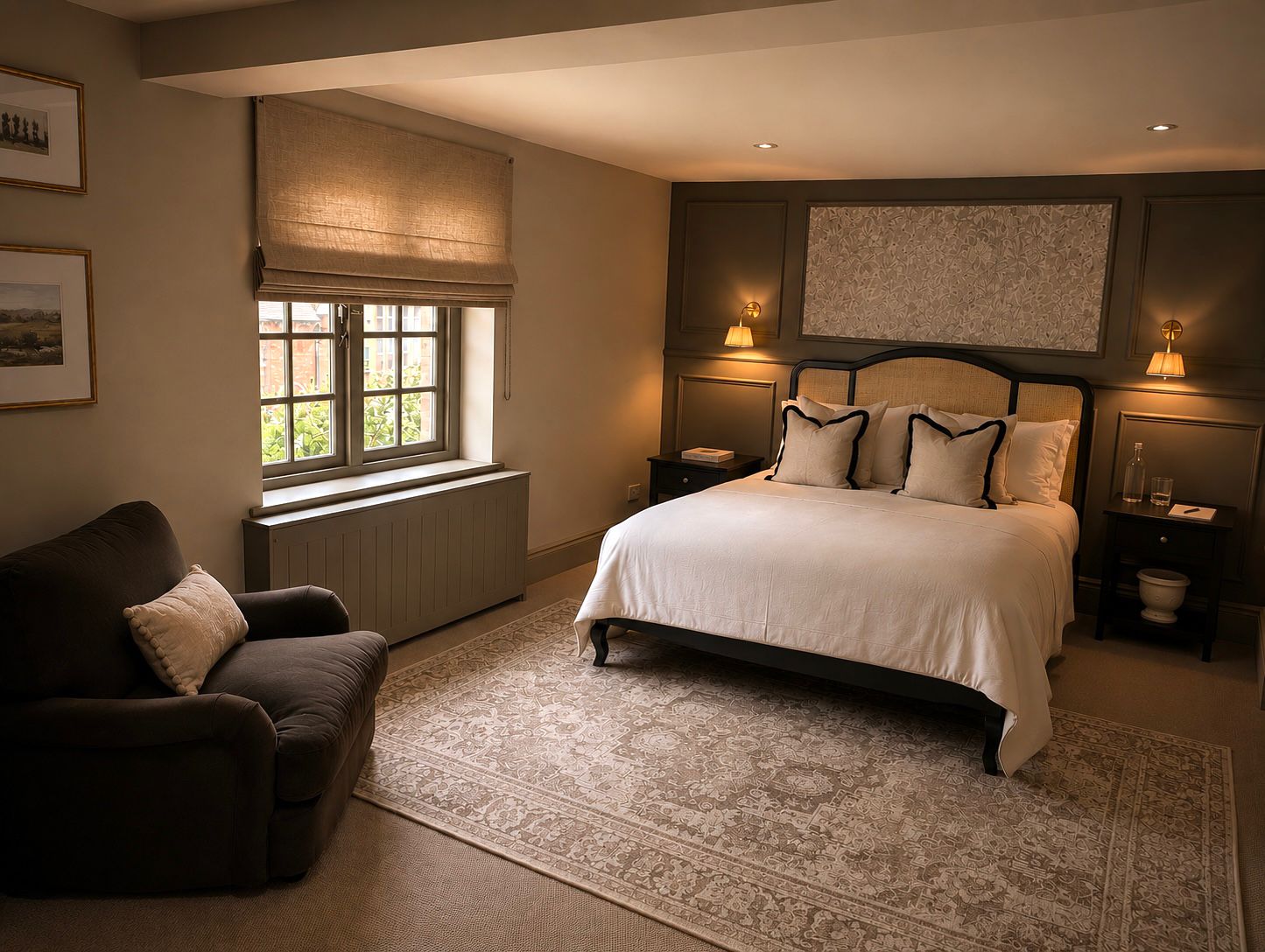 Comfortable and peaceful bedroom interior for rest, healing, and recovery.